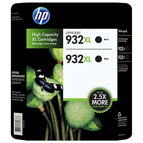HP 932XL Black Ink Cartridges, 2 pk.