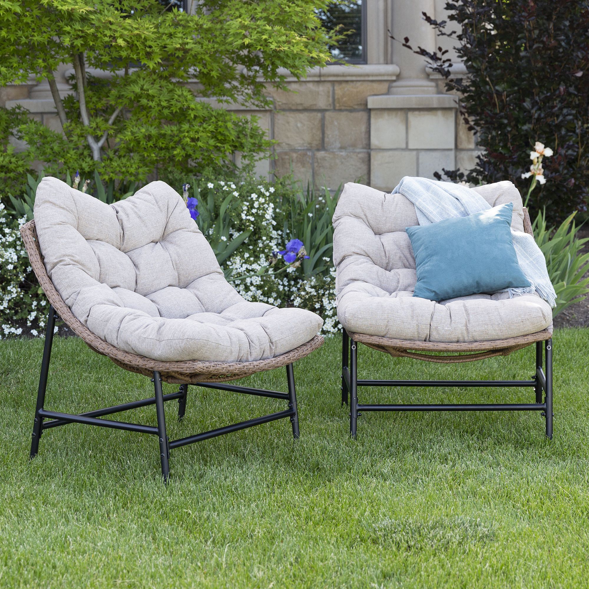 Outdoor rattan scoop chairs hot sale