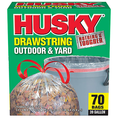 Husky 1mil Outdoor and Yard Trash Drawstring Bags, 39-gal. Capacity, 70 ct.