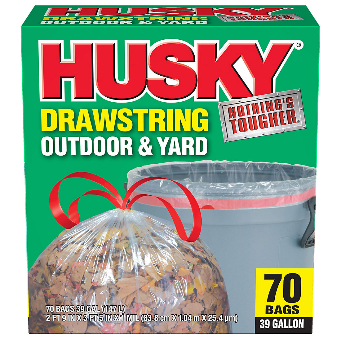 40-Count Husky HK39DS040B 39-Gallon Drawstring Yard Bags 