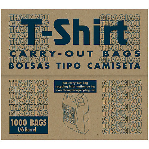 T-Shirt Style .49mil Thank You Carry-Out Bags, 1/6 Barrel, 1,000 ct.