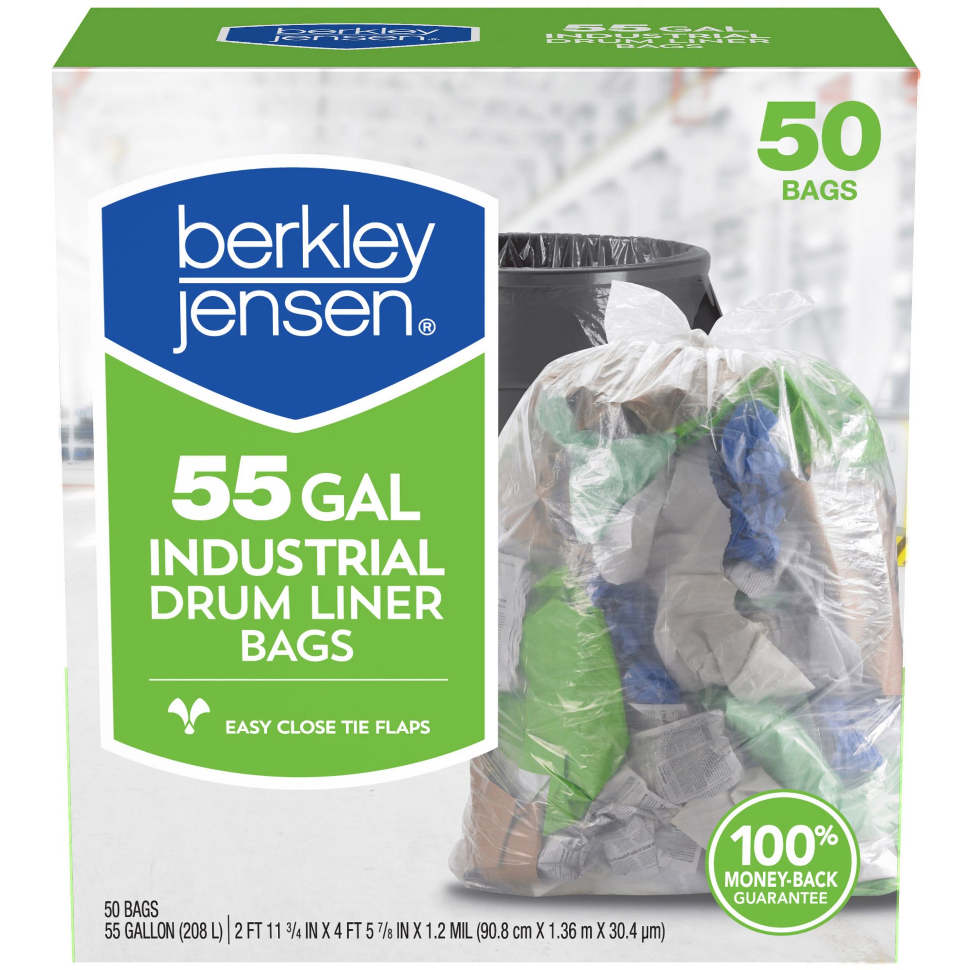 55 Gallon Clear Trash Bags (50 Bags W/Ties) Large Clear Plastic Recycling  NEW