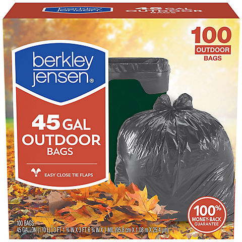 Berkley Jensen 45-Gal. 1mL Outdoor Lawn and Leaf Bags, 100 ct.