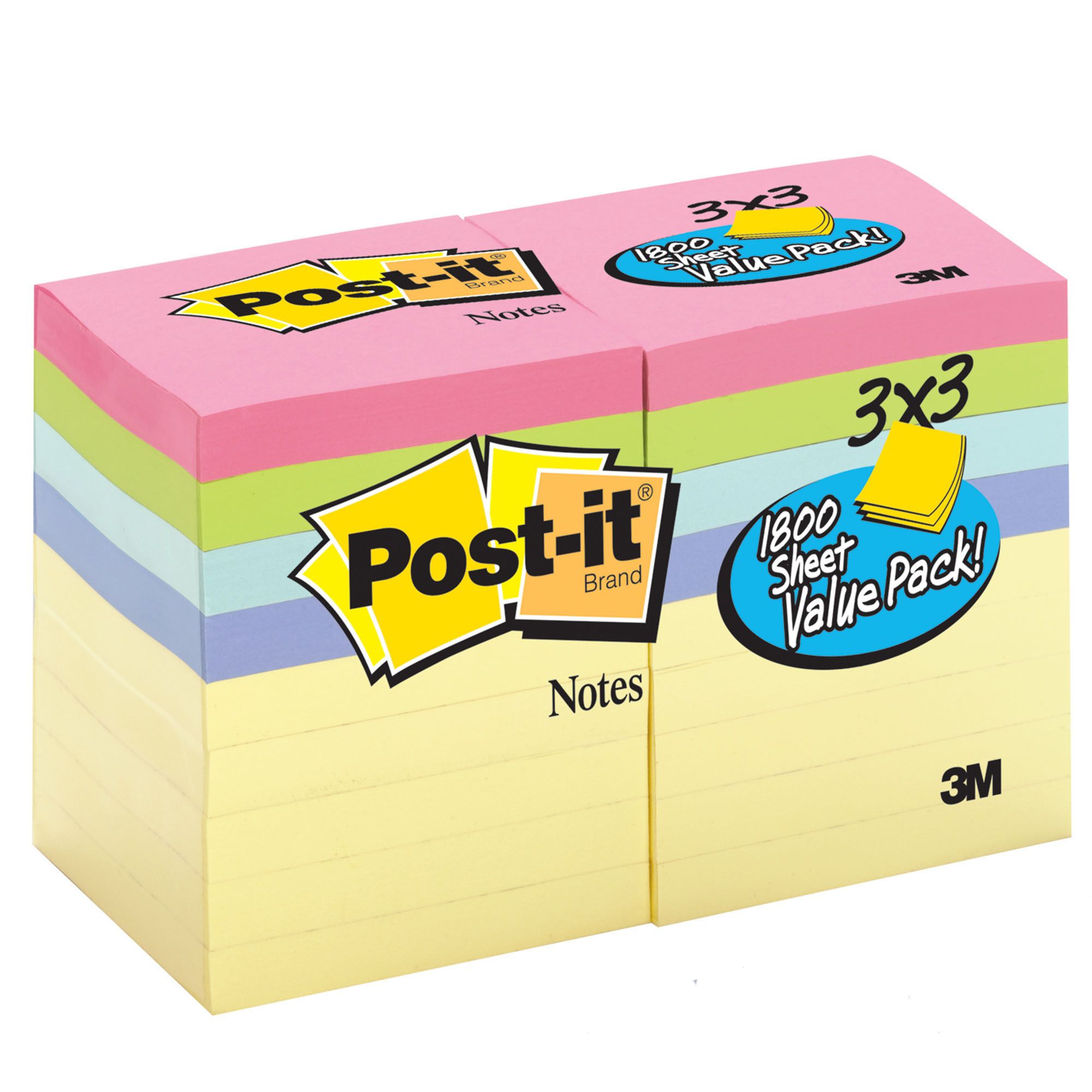 Post-it Notes, 3 x 3, 100 Sheets per Pad, 18 pk