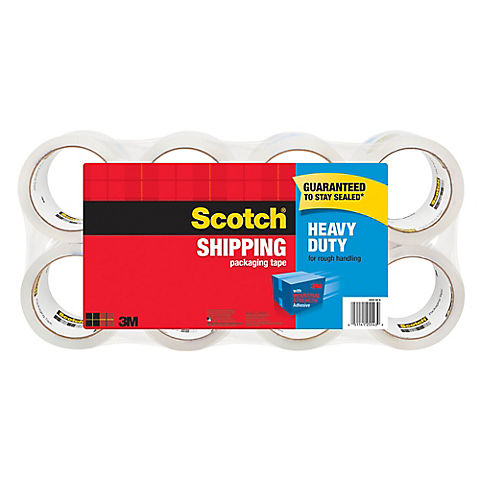 Scotch Heavy-Duty Shipping Packaging Tape, 1 8/9" x 1,573 1/5", 8 pk. - Clear