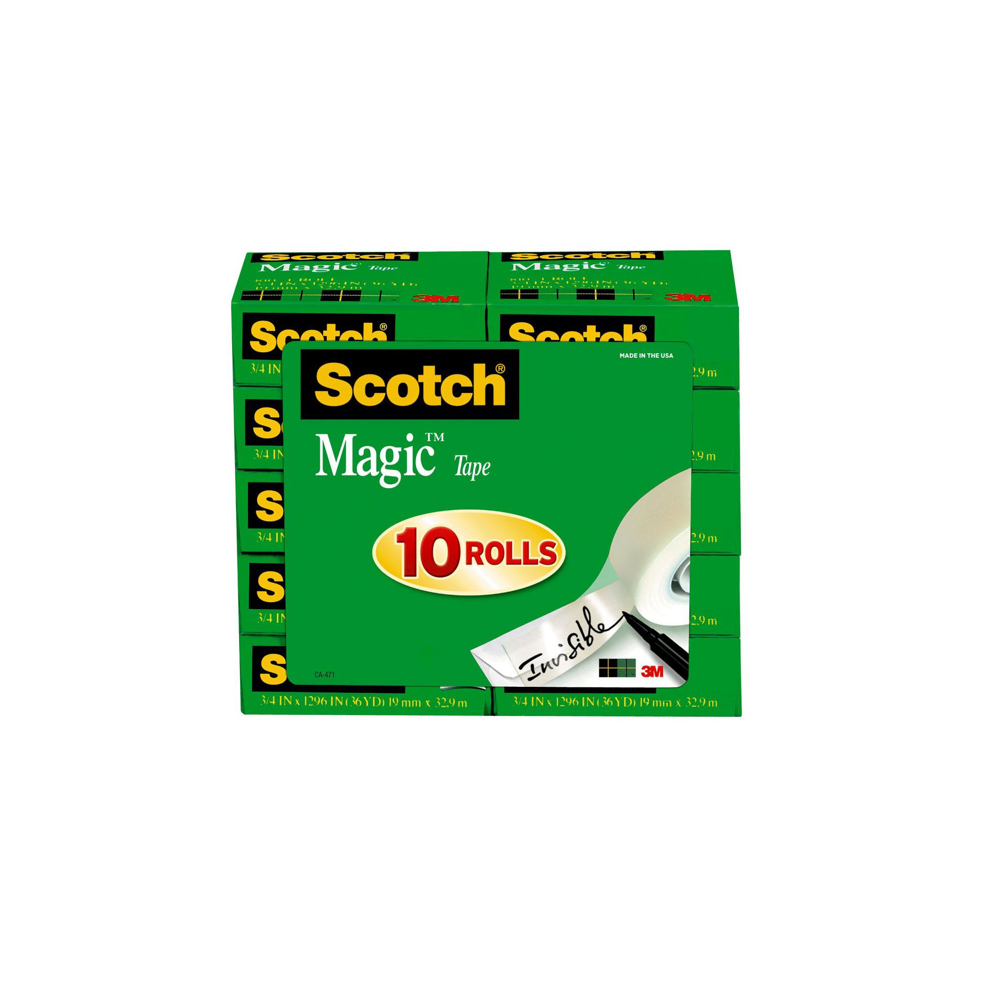 Scotch Magic Tape with 3/4 Core, 3/4 x 1,296, 10 pk