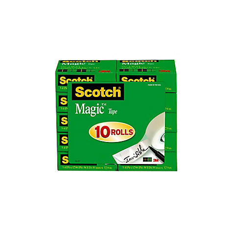 Scotch Magic Tape with 3/4" Core, 3/4" x 1,296", 10 pk. - Transparent