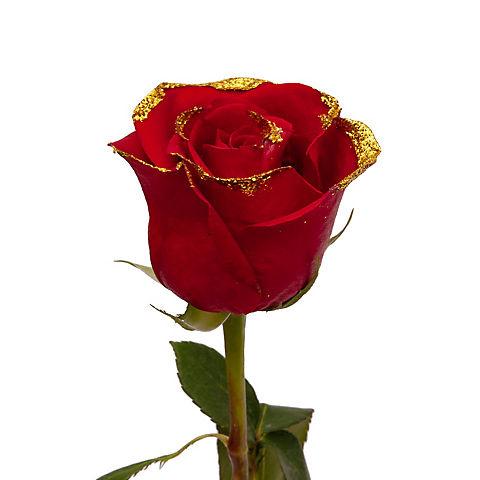 Red Glitter Rose, 100 ct. - Gold