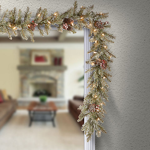 National Tree Company 9' x 10" Pre-Lit and Decorated Artificial Dunhill Fir Garland - Clear