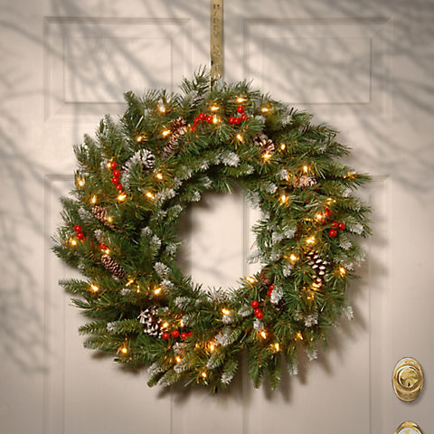 National Tree Company 24" Pre-Lit and Decorated Artificial Wreath - Clear
