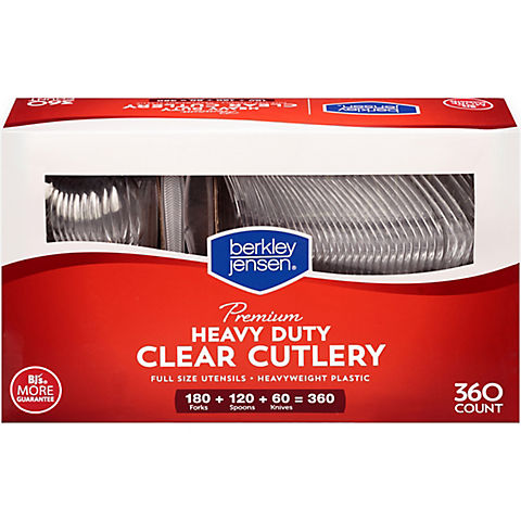 Berkley Jensen Super Premium Heavyweight Plastic Cutlery, 360 ct. - Clear