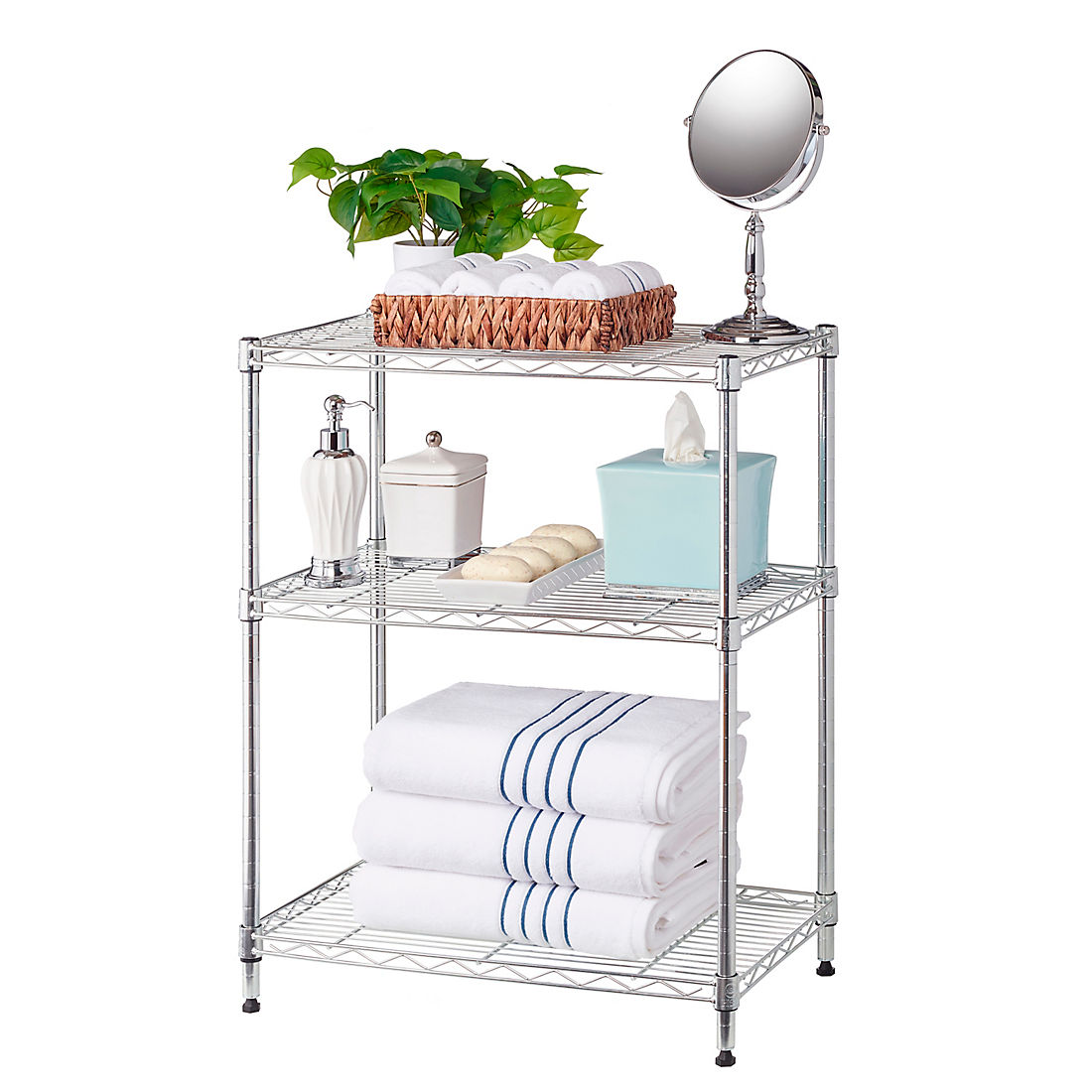 3 Tier Kitchen Trolley Vegetable Storage Rack Chrome Plated 
