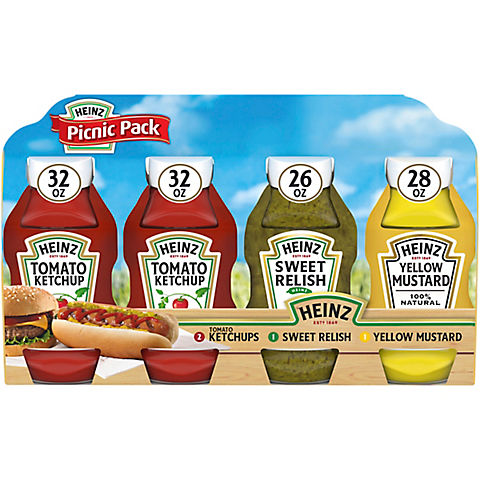 Heinz Tomato Ketchup, Sweet Relish & Natural Yellow Mustard Picnic Variety Pack