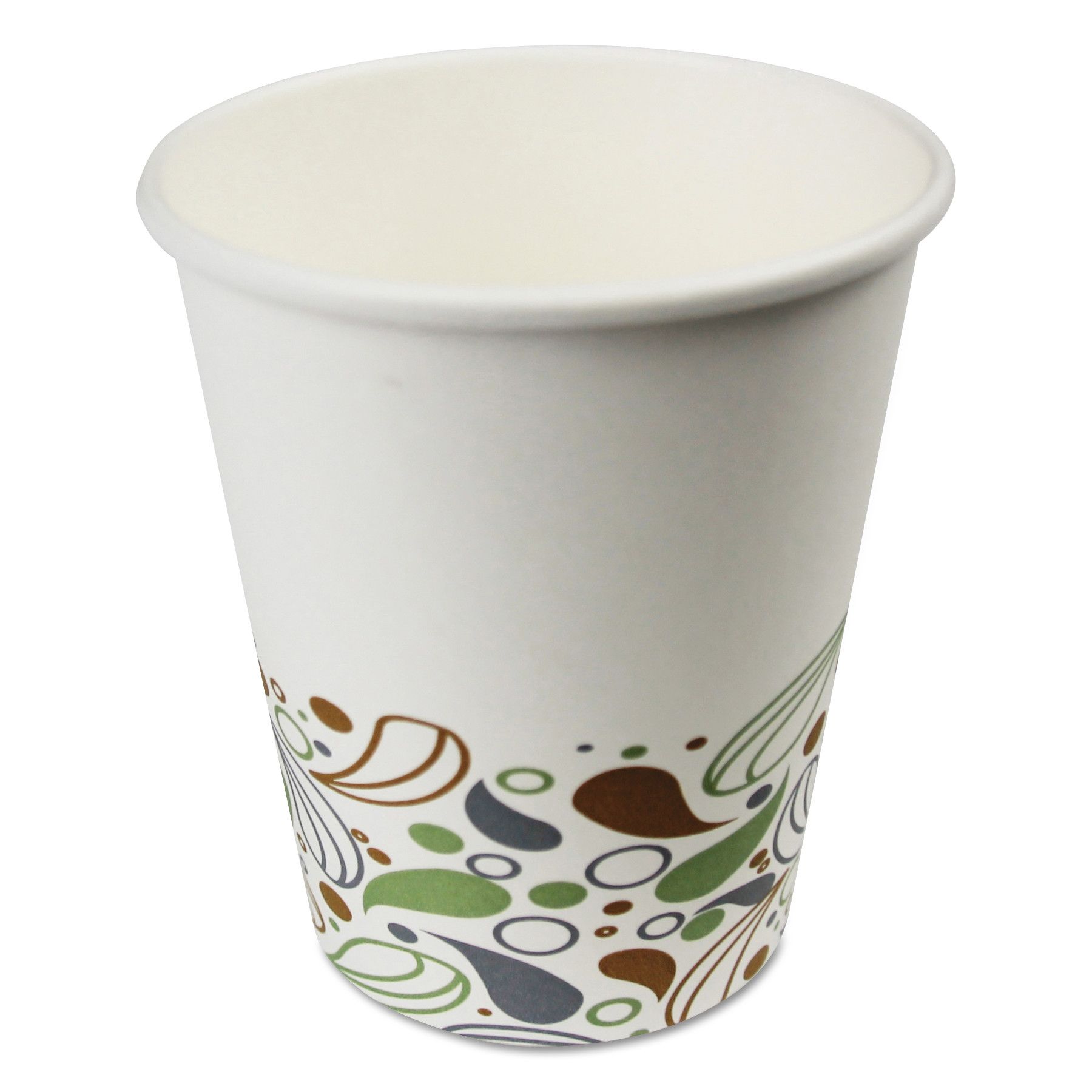 8 oz. Paper Hot Cup, Empress White / Brown Print Coffee Cups 1,000/Case