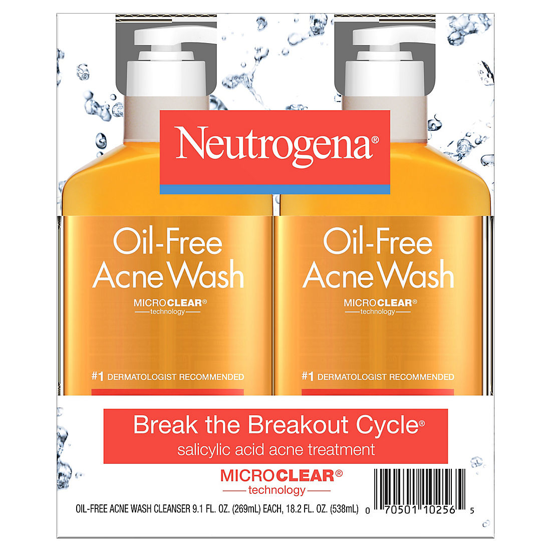 Neutrogena Oil Free Acne Face Wash With Salicylic Acid 2 Pk 9 1 Oz Bjs Wholesale Club