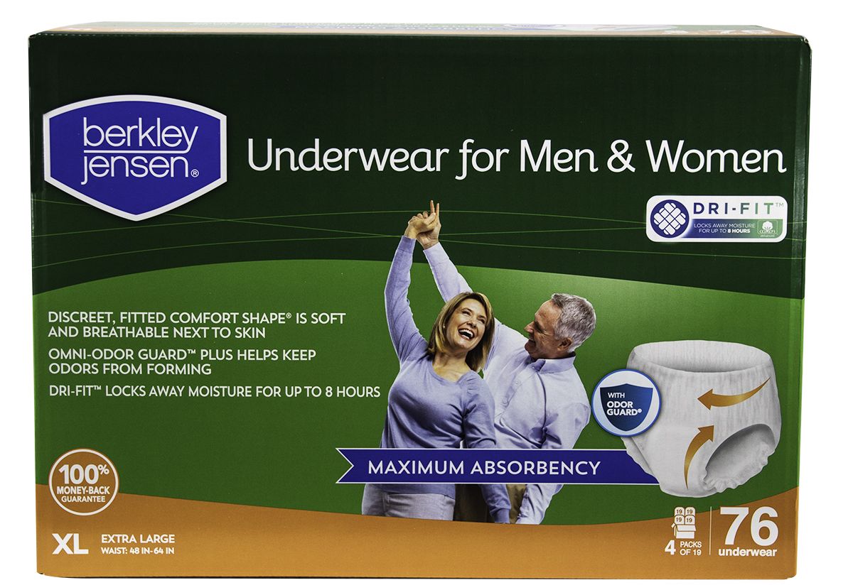 Berkley Jensen Unisex Incontinence Underwear, Maximum Absorbency, Size XL,  76 ct.