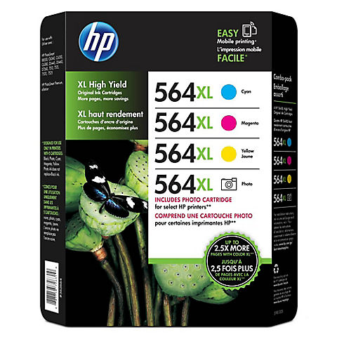 HP 564XL Color/Photo Ink Cartridges, 4 pk.