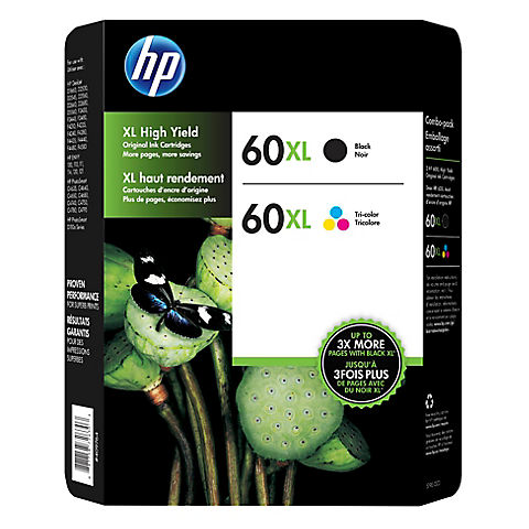 HP 60XL Black/Color Combo Ink Cartridges, 2 pk.