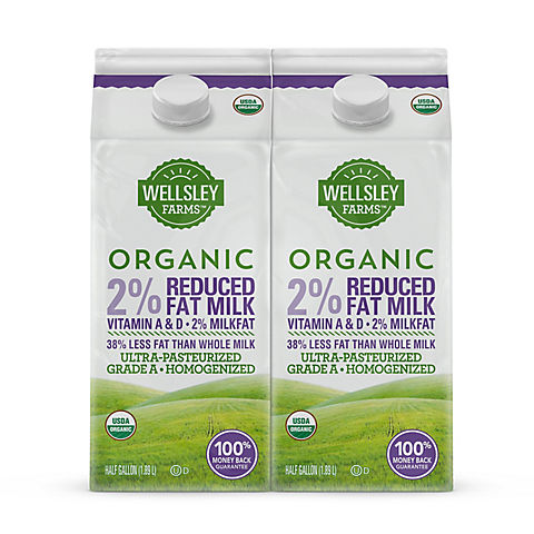 Wellsley Farms Organic 2% Reduced Fat Milk, 2 pk./0.5 gal.