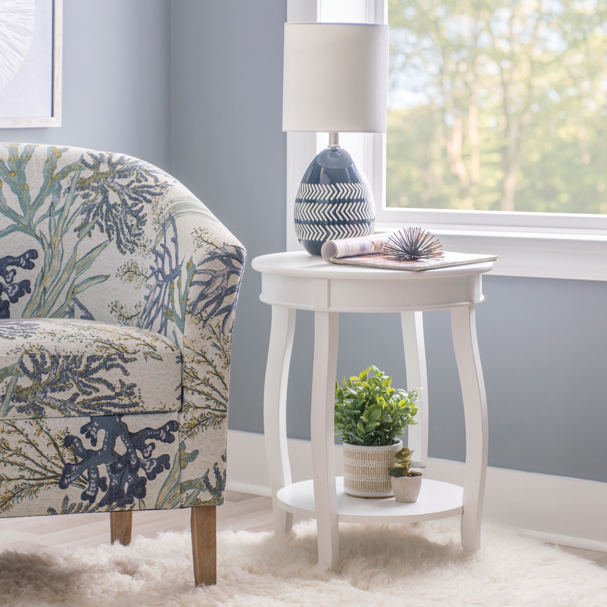 Nursery side outlet table white