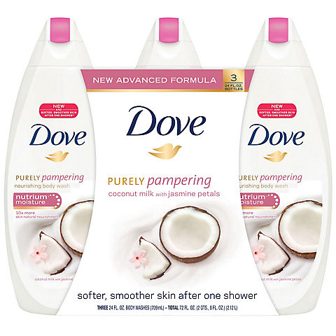 Dove Purely Pampering Nourishing Body Wash, Coconut Milk with Jasmine Petals, 3 pk./24 oz.