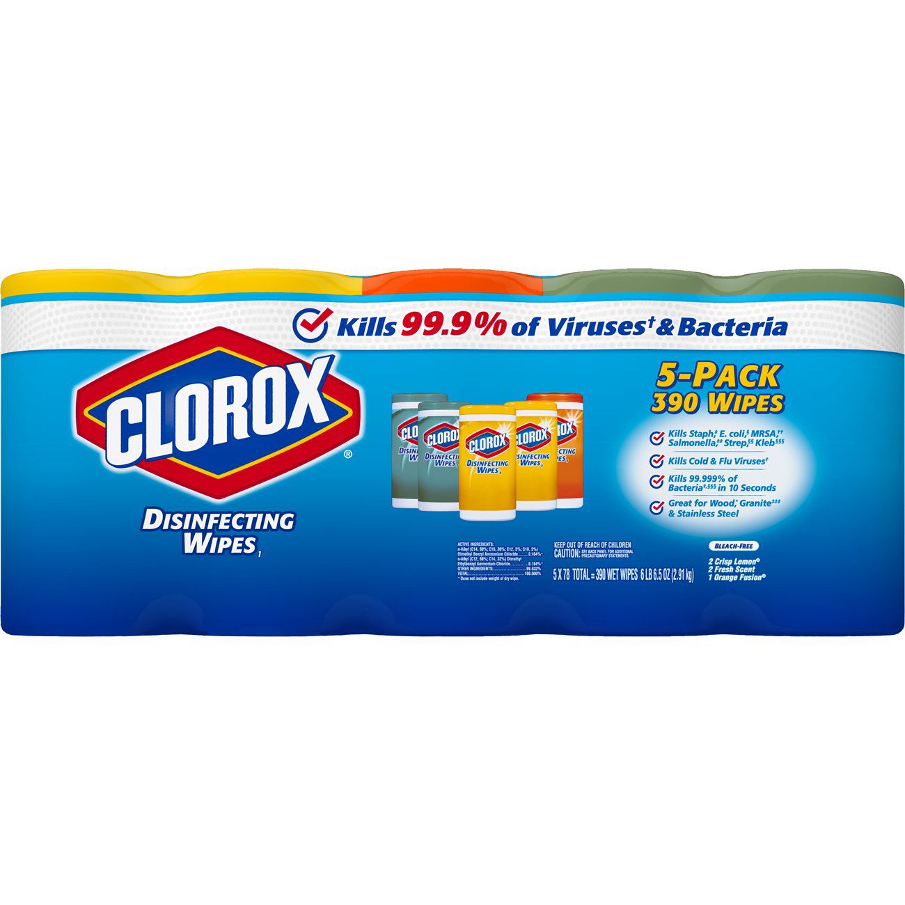 Clorox Disinfecting Wipes 225-Count, Bleach Free Cleaning Wipes (Pack of 3)  & Clorox Disinfecting Wipes to Go, 25 Count, Fresh Scent Bundle