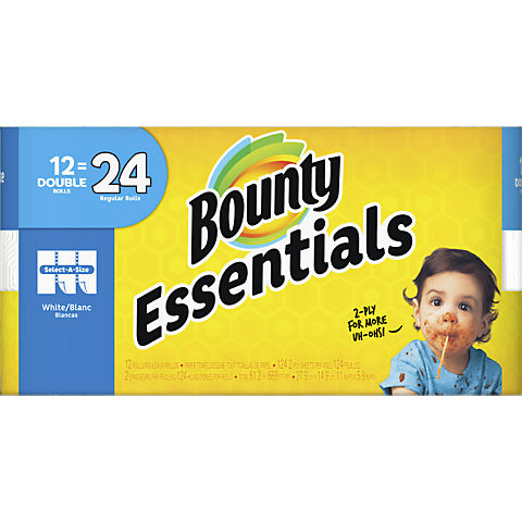 Bounty Essentials Select-A-Size Double Roll Paper Towels, 12 pk. - White