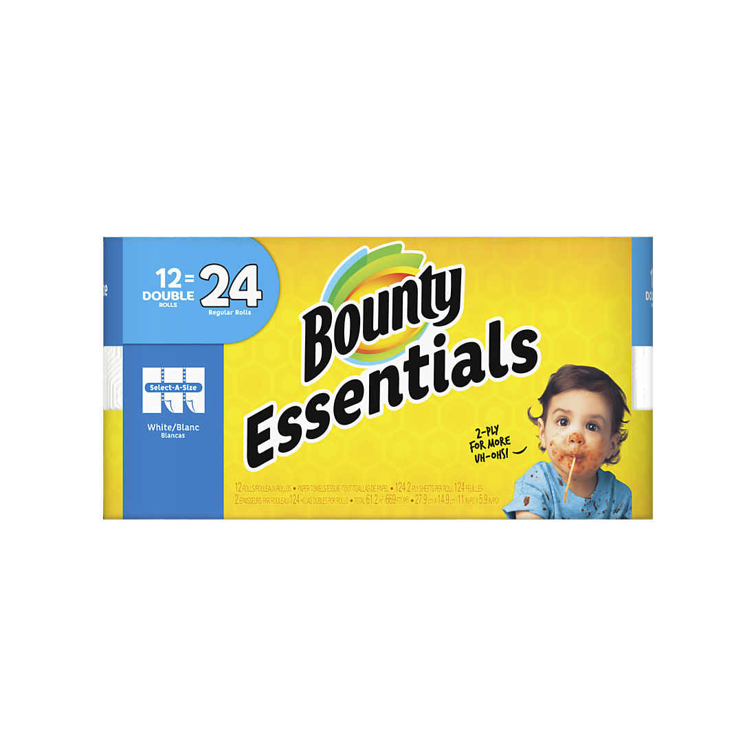 Essentials Select-A-Size Kitchen Roll Paper Towels, 2-Ply, 124 Sheets/Roll, 12 Rolls Essentials Select-A-Size Kitchen Roll Paper Towels, 2-Ply, 124 Sheets/Roll, 12 Rolls