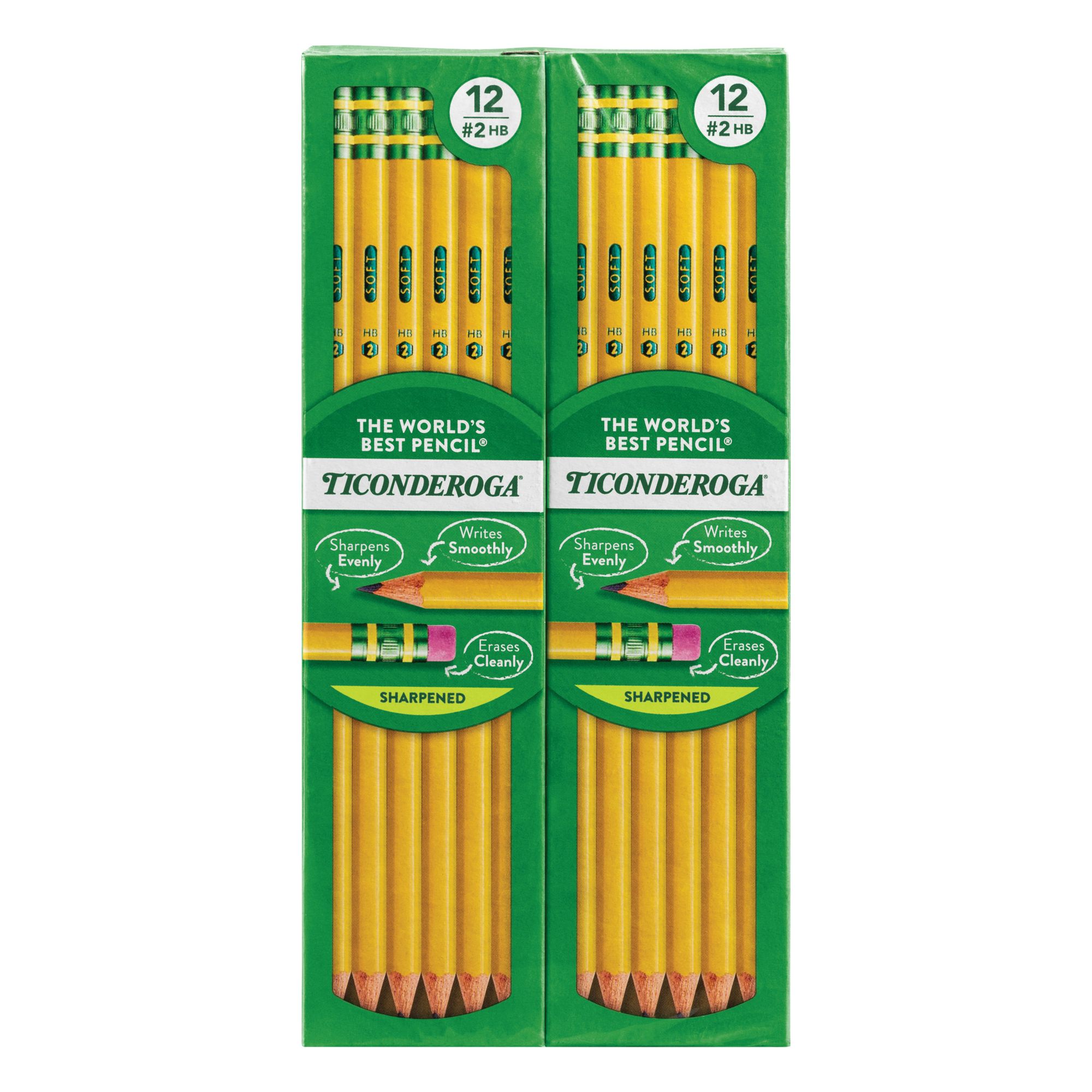 Ticonderoga Wood-Cased Pencils, Pre-Sharpened, 2 HB Soft, Yellow, 10 Count