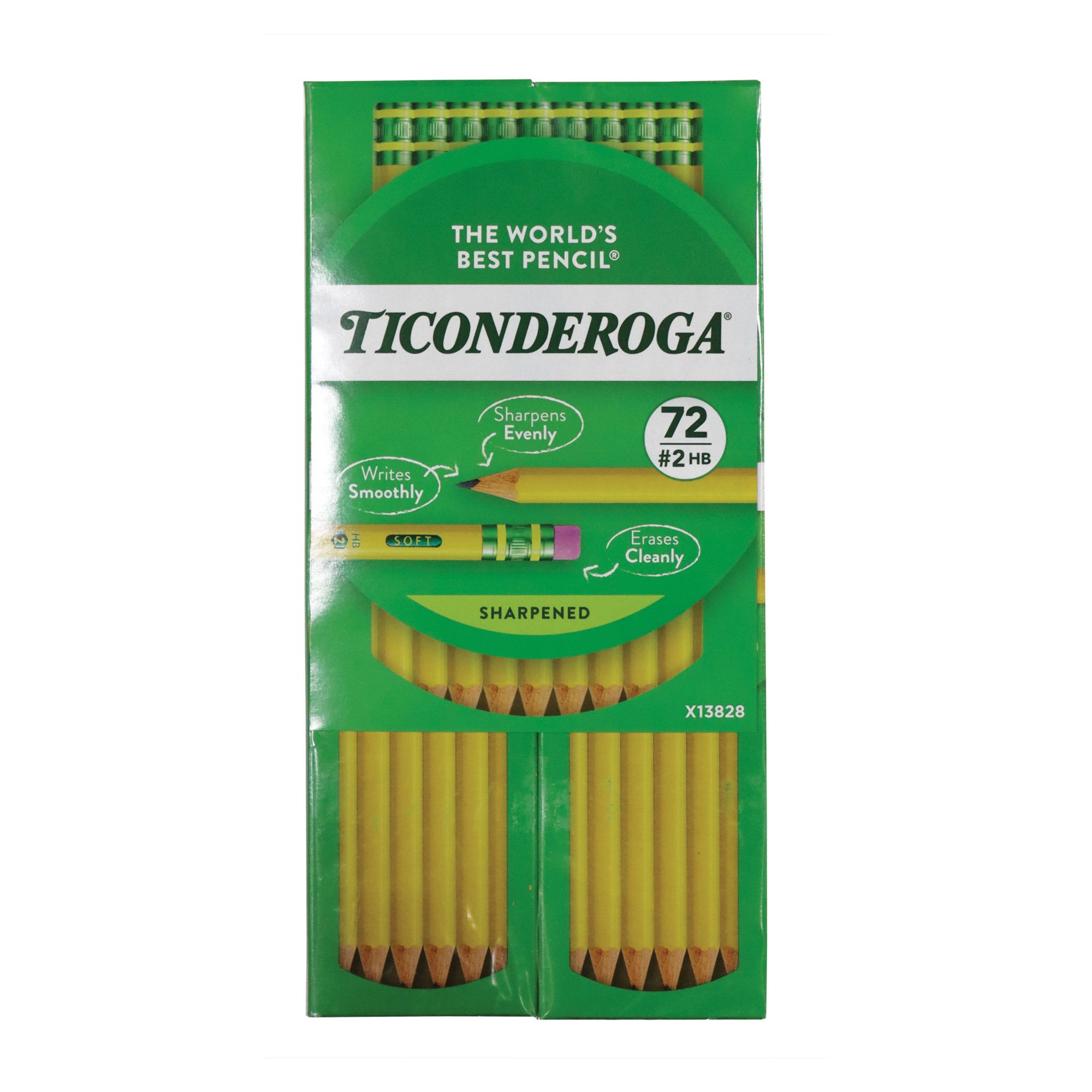 Ticonderoga Pencils, #2 Soft, Yellow, Presharpened, 18 per Pack, 2 Packs