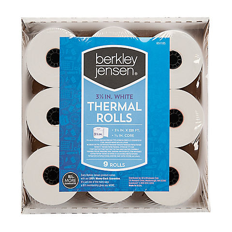 Berkley Jensen Thermal Paper Rolls, 9 pk.
