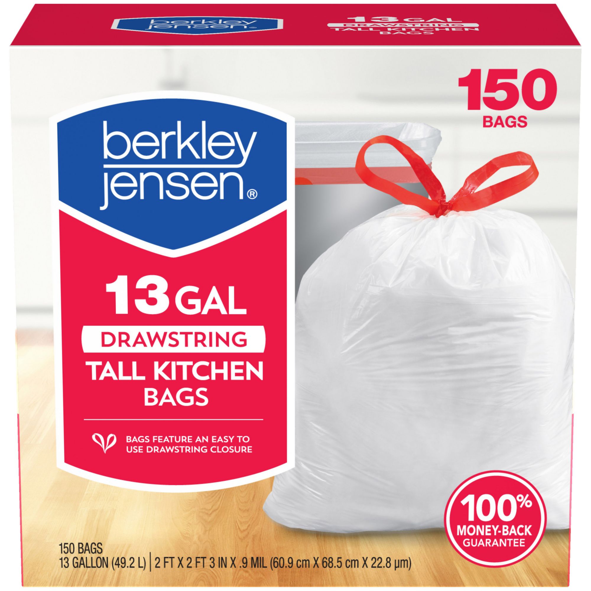 Berkley Jensen 13 Gal 0 9mil Drawstring Kitchen Bags Bjs Wholesale Club