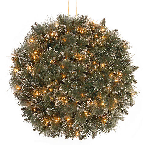 National Tree Company 16" Glittery Bristle Pine Kissing Ball - Clear