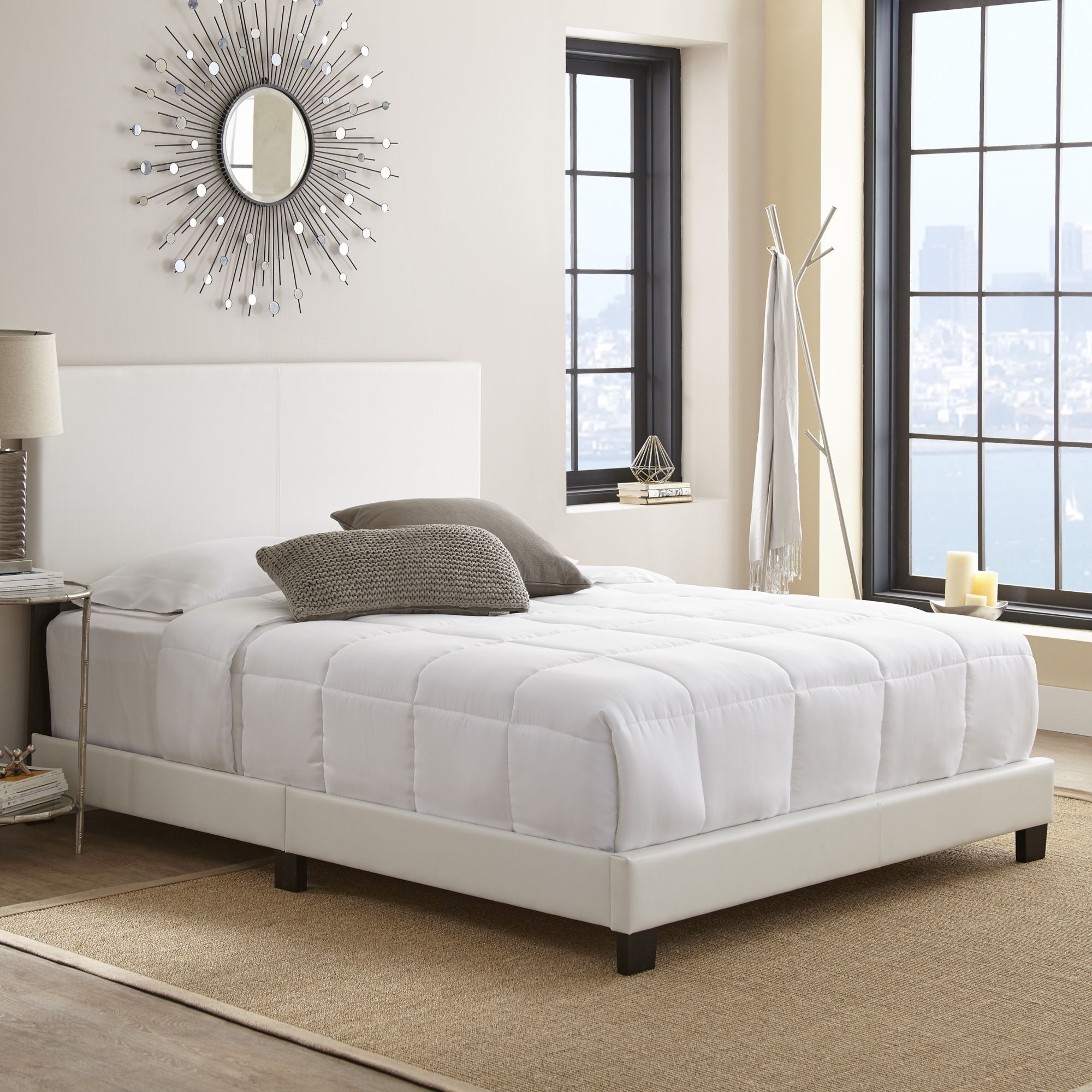 White platform deals bed frame queen