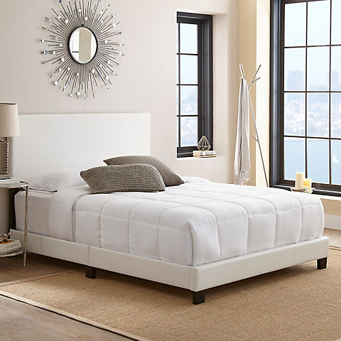 Contour Rest Garnet Queen Size Simulated Leather Platform Bed Frame - White