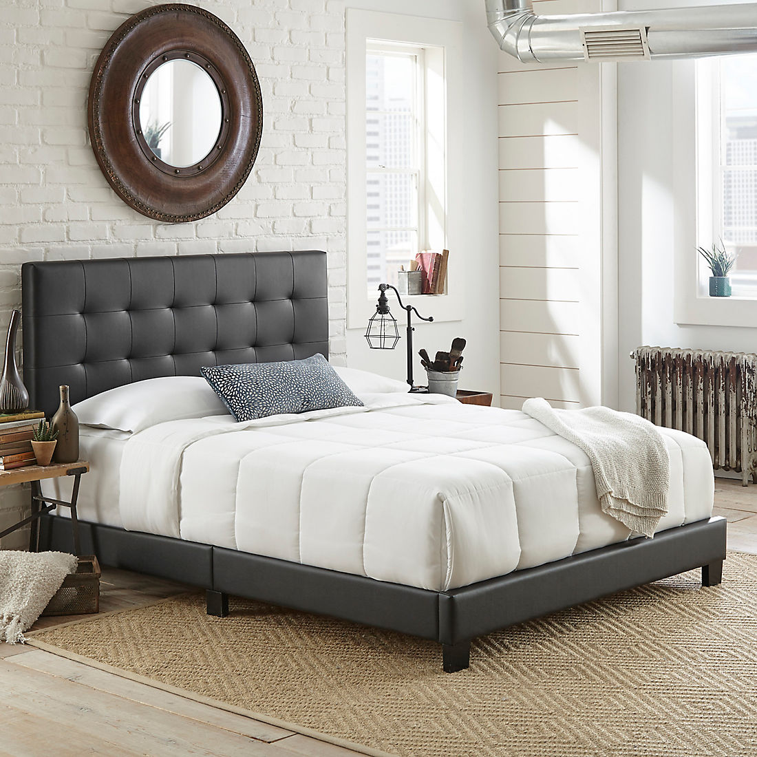 Contour Rest Michal Full Size Simulated, Leather Platform Bed Frame