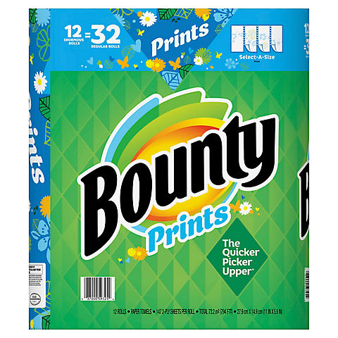 Bounty Select-A-Size Enormous Roll Paper Towels, 12 pk. - Print