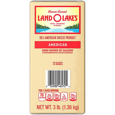 Land O Lakes Sliced White American Premium Deli Cheese, 3 lbs.
