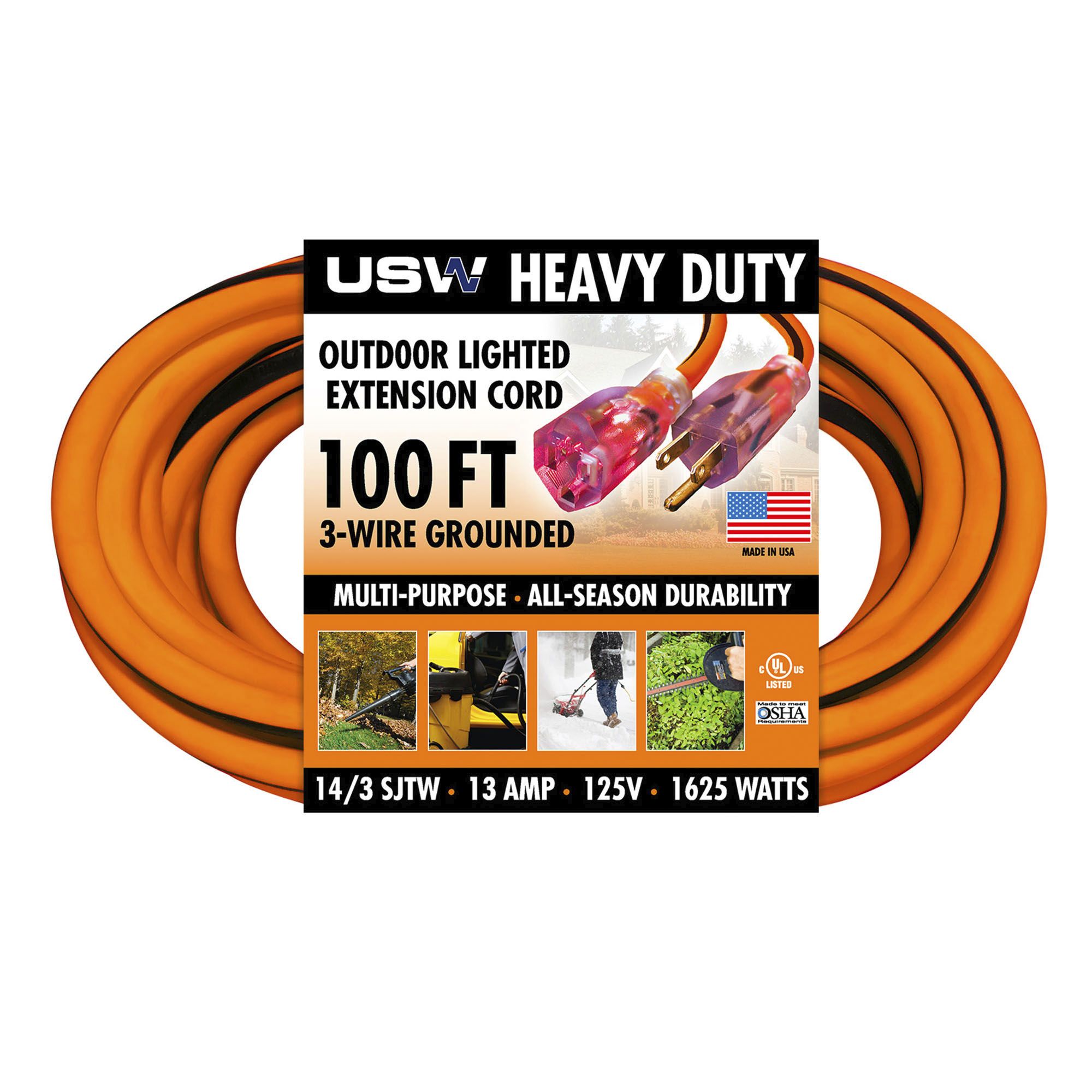 50 Feet Outdoor Heavy Duty Power Extension Cord - 3-Wire Grounded