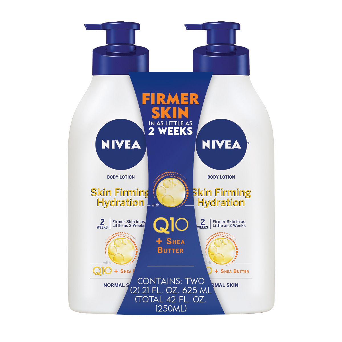 NIVEA Skin Firming Hydration Body Lotion with Q10 and Shea Butter, 16.9 Fl  Oz Pump Bottle 