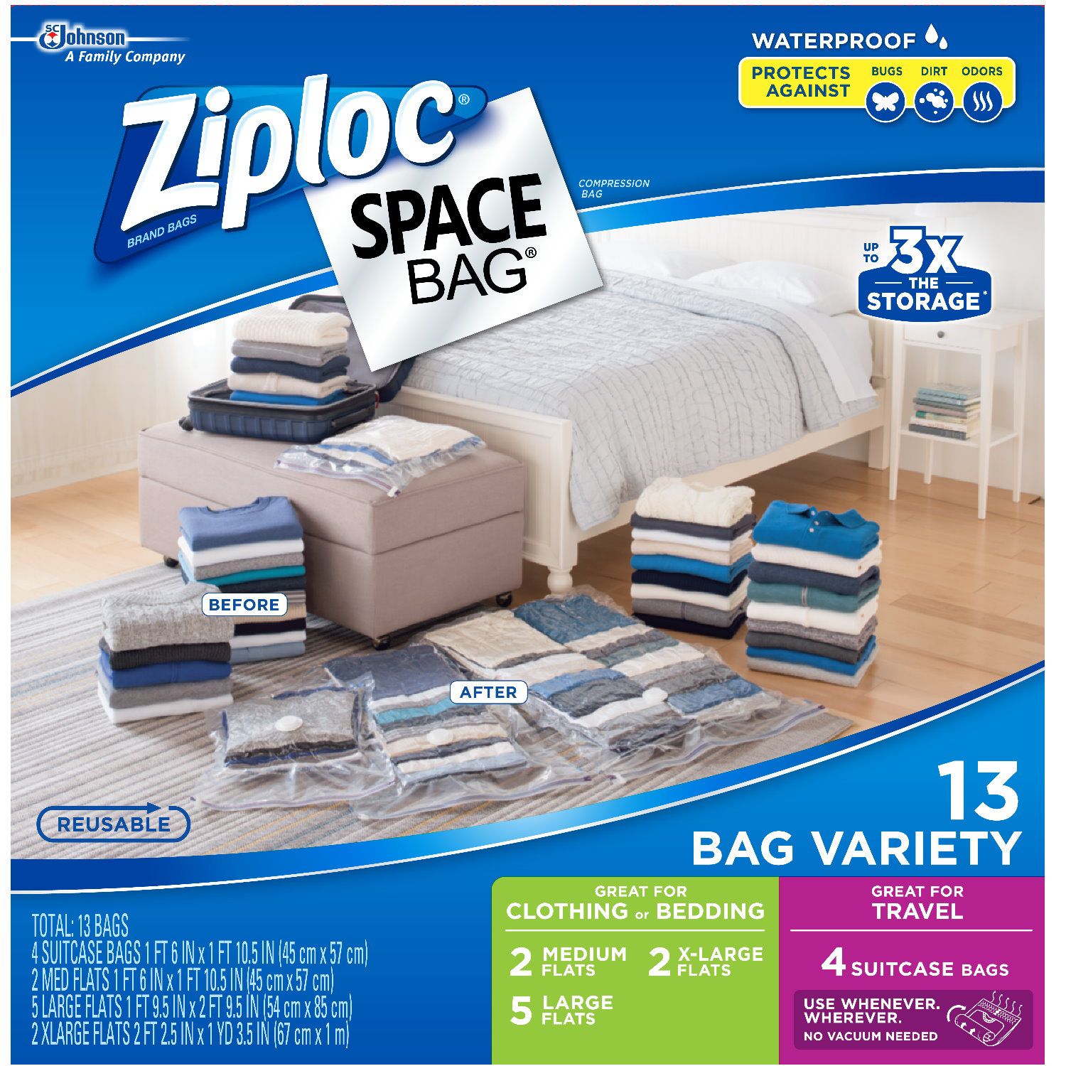 Ziploc Jumbo Big Bags Cloth and Blanket Storage Bags, 3 CT