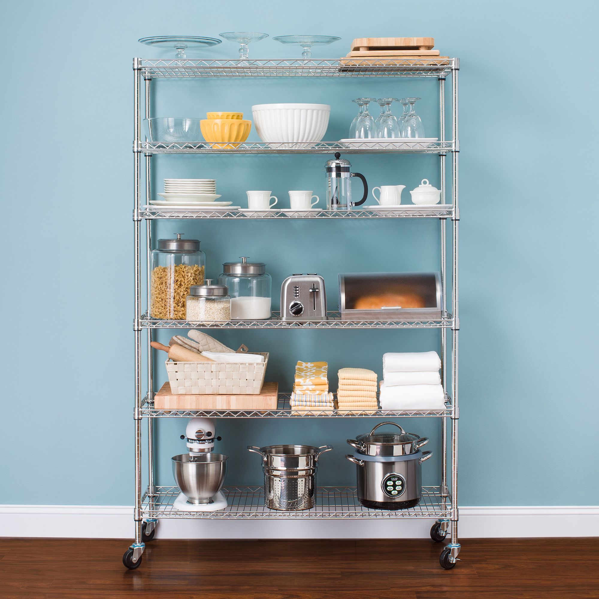 Stainless Steel Rectangular Kitchen Storage Rack, Shelves: 6, Size