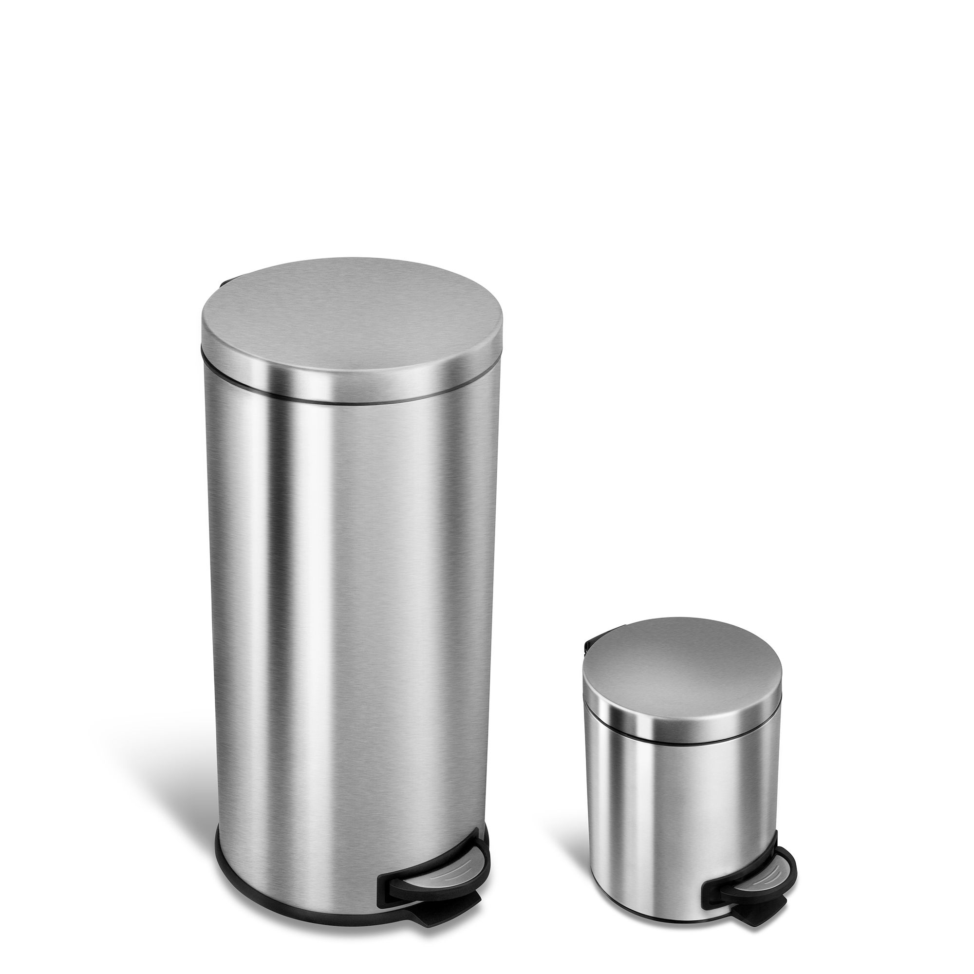 7.9 Gal. Stainless Steel Step-On Kitchen Trash Can with Soft Close Lid and  Slim Shape