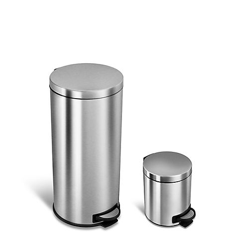 Nine Stars 7.9-Gal. and 1.3-Gal. Step-On Trash Can Combo Pack