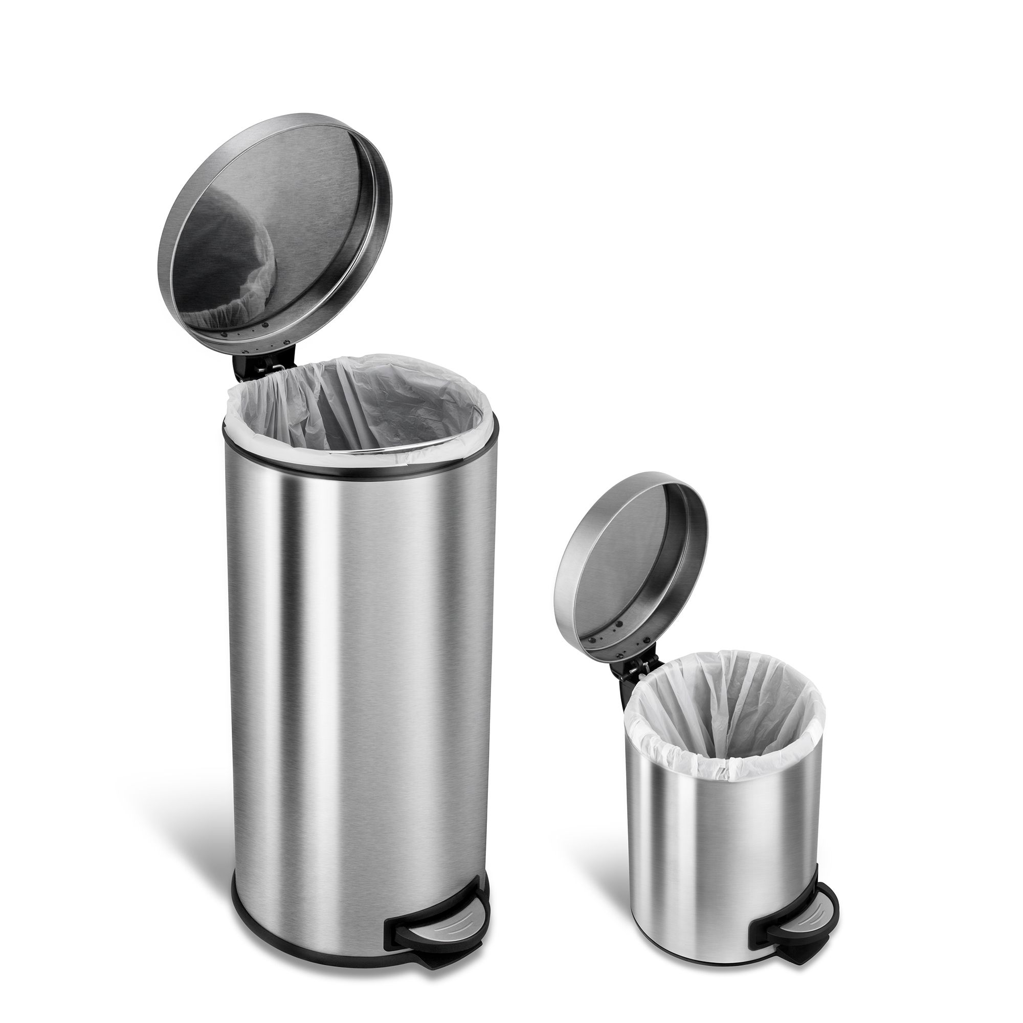 Innovaze 8 gal./30 Liter Stainless Steel Round Step-on Trash Can for Kitchen