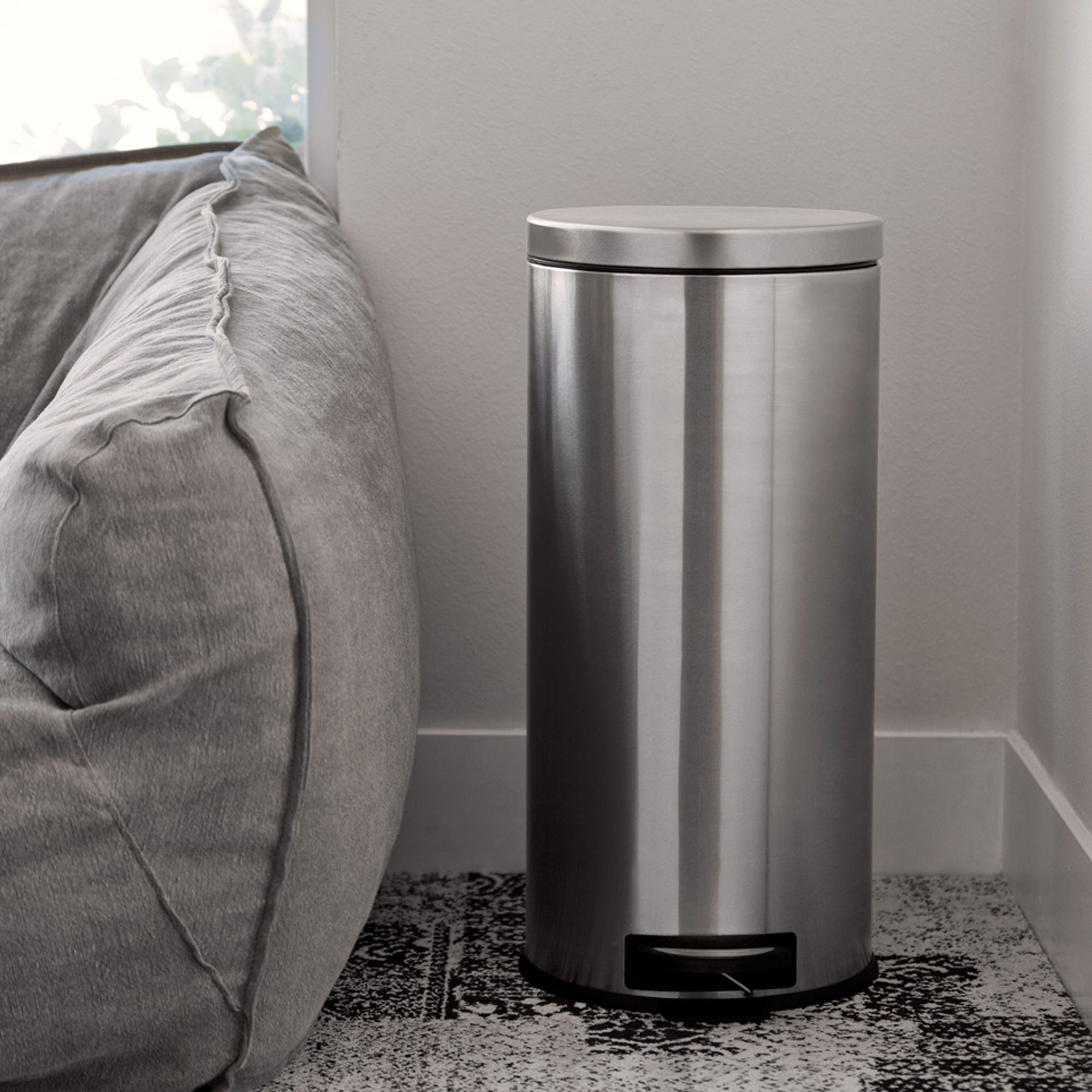 7.9 Gallon and 1.3 Gallon Trash Can, Trash Can Comboo , Silver