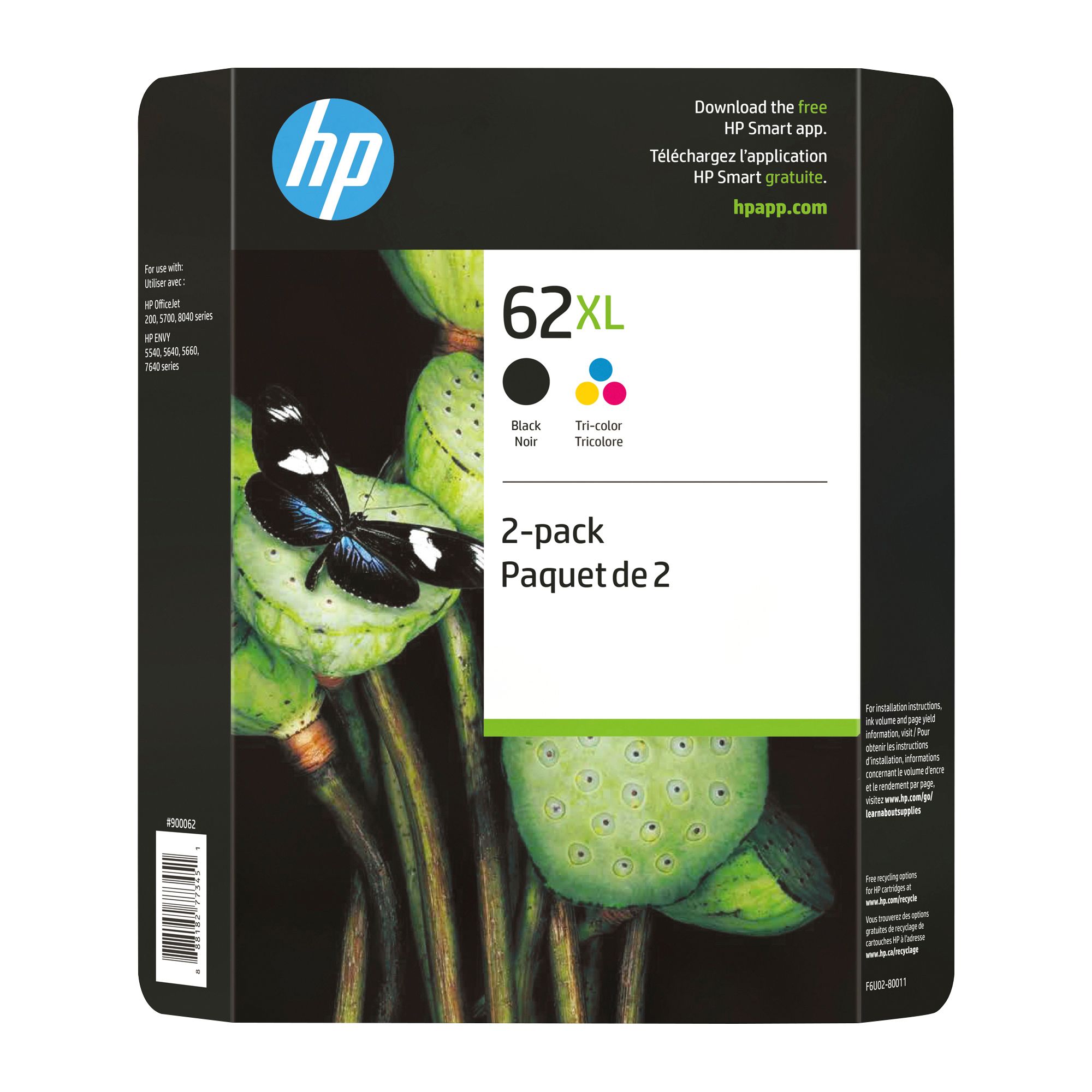 Cartouche compatible HP 62XL - pack de 2 - noir, cyan, magenta