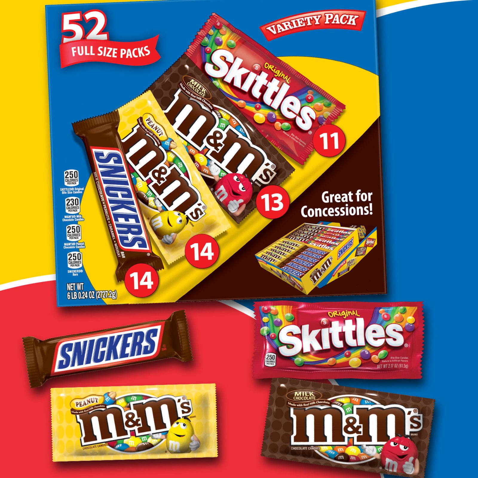 M&M's, Snickers, Skittles And More Chocolate Candy Bars Bulk Full Size  Fundraiser Candy, 30 ct.