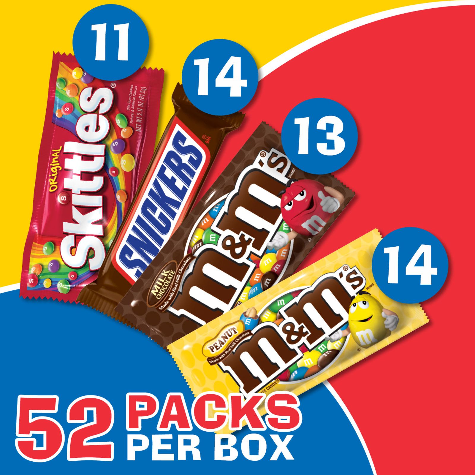 M&M's, Snickers, Skittles And More Chocolate Candy Bars Bulk Full Size  Fundraiser Candy, 30 ct.