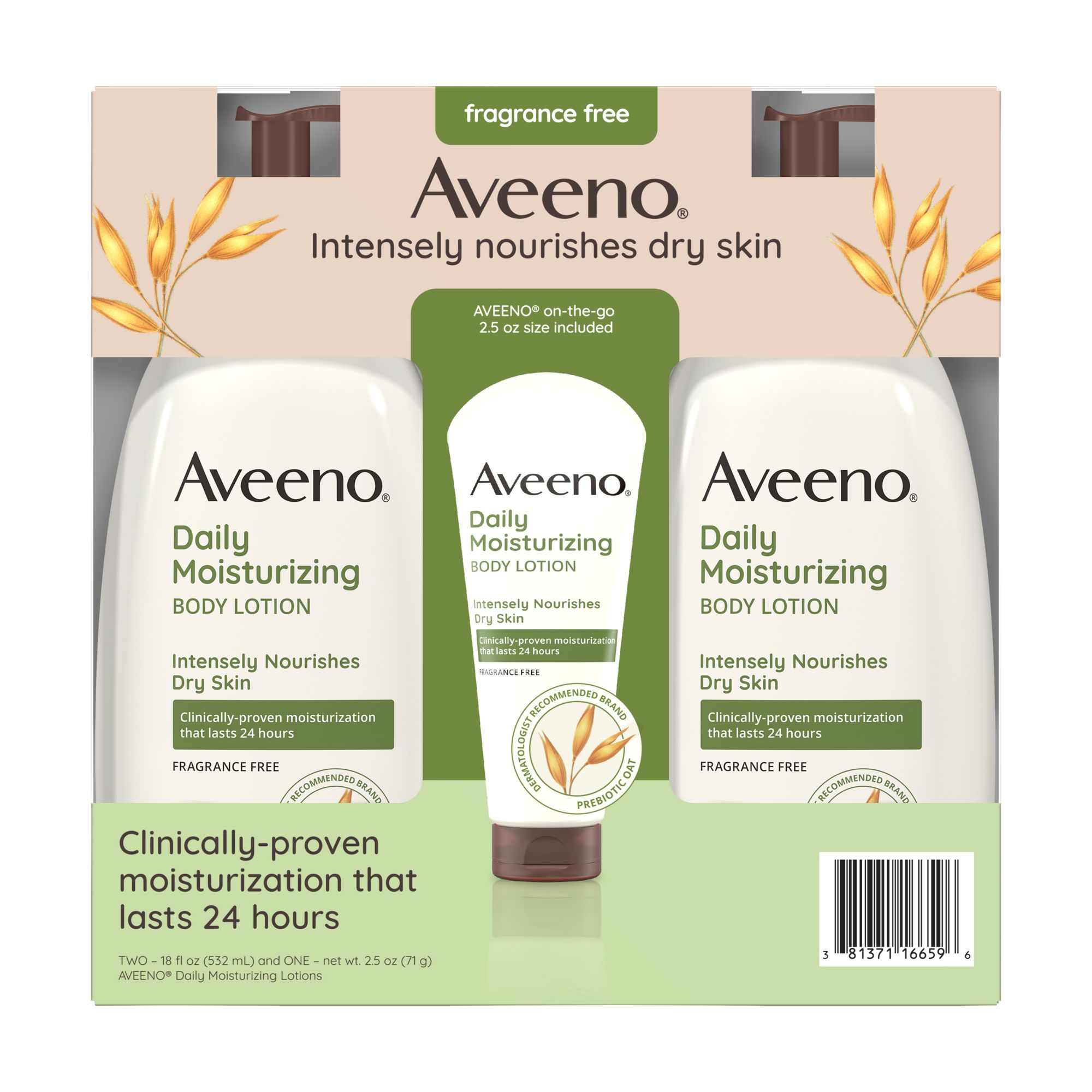 Aveeno Daily Moisturizing Body Lotion with Oat for Dry Skin, 18 fl oz
